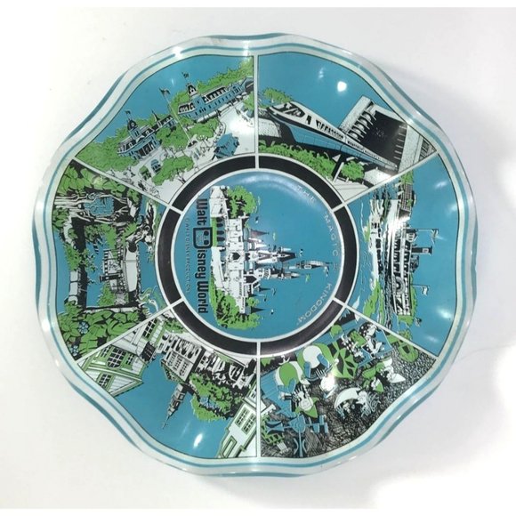 Vintage Walt Disney World Magic Kingdom Ruffled Glass Ashtray/Candy Dish - Picture 2 of 6